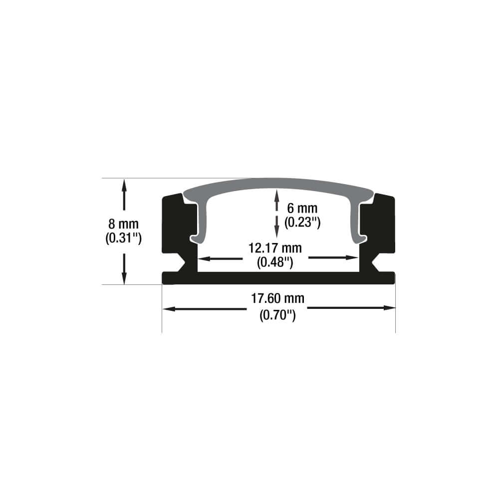 Low Profile Linear Aluminum LED Channel for LED Strips 2Meters(6.5ft) VBD-CH-S55B-2