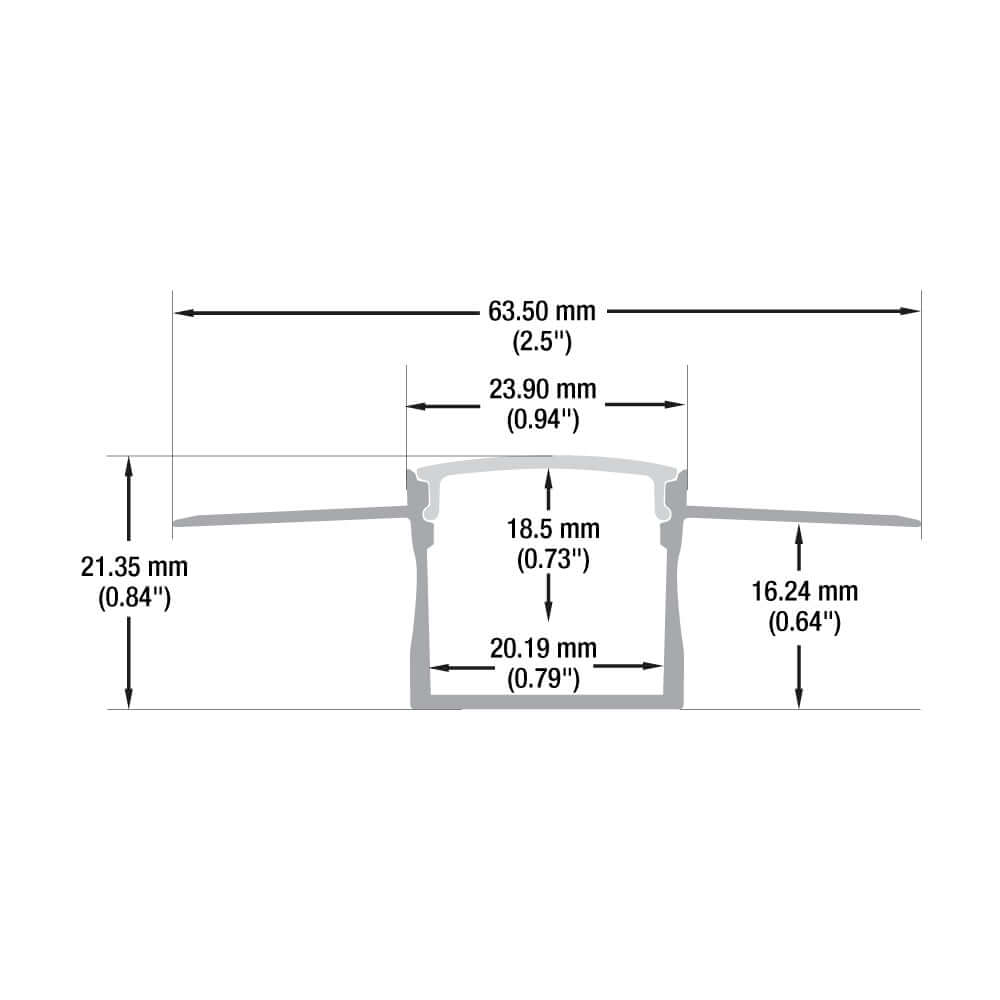 Drywall Deep Recessed Aluminum LED Channel - 2M