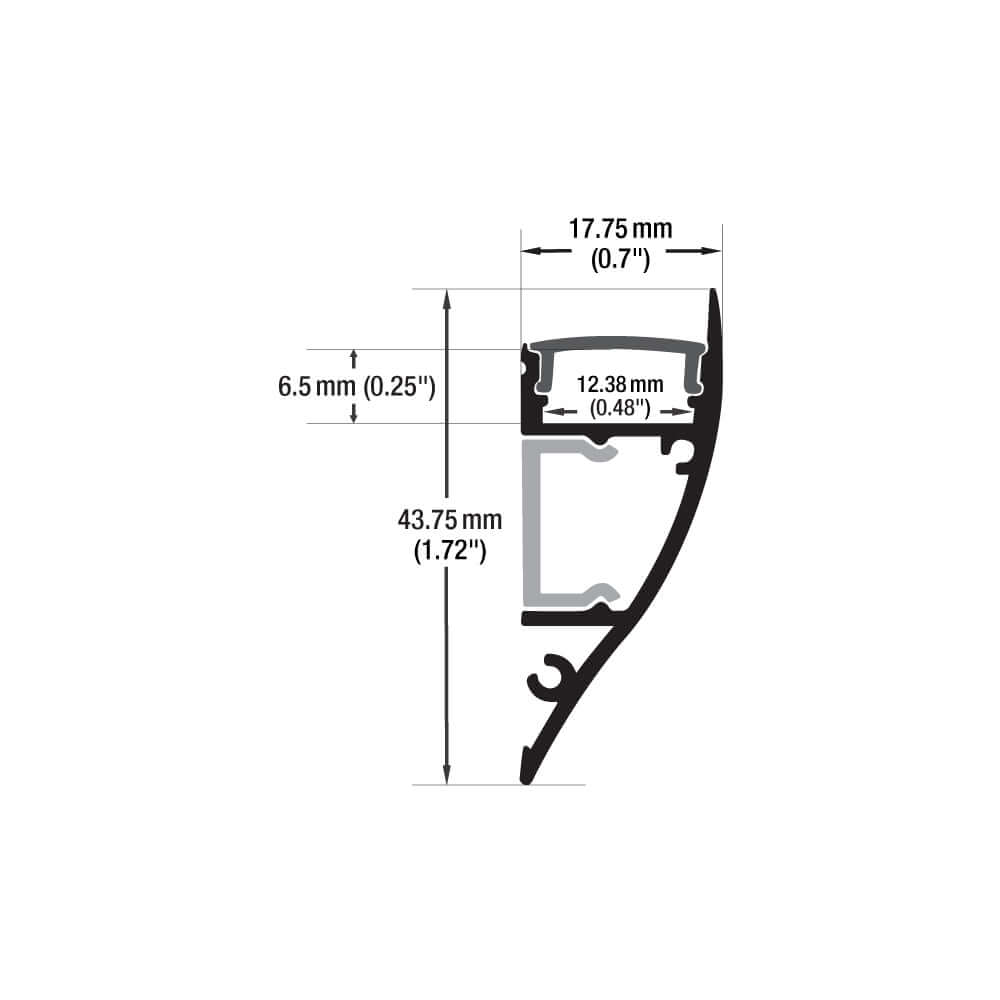 2M Aluminum LED Channel for Cove Lighting - VBD-CH-M1B-2