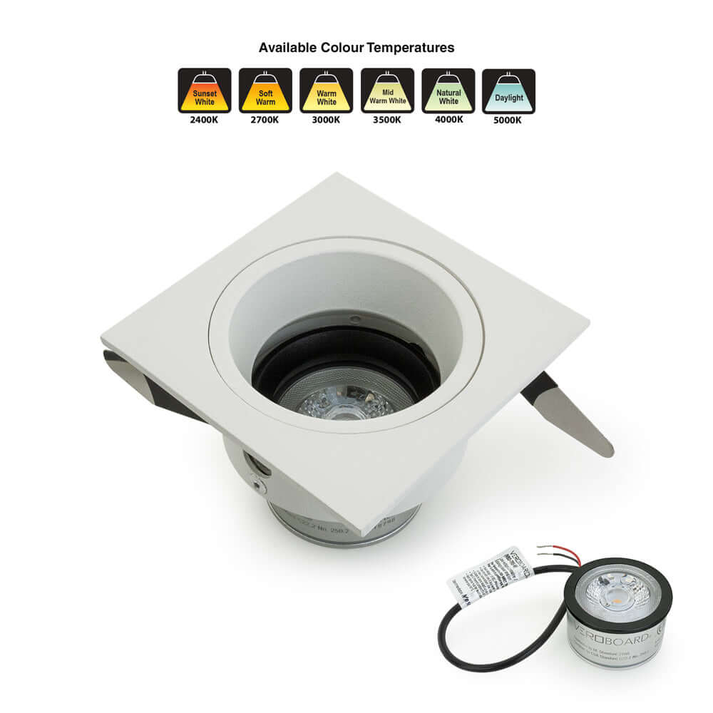VBD-MTR-87W Low Voltage IC Rated Recessed LED Light Fixture, 2.5 inch Square White - gekpower