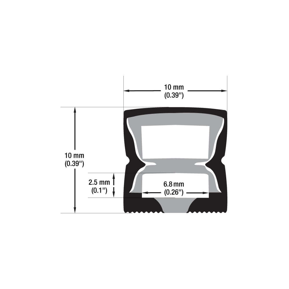 Black Silicone Flexible LED Neon channel VBD-N1010-SF-B, per foot(30.5cm) SURFACE Mount