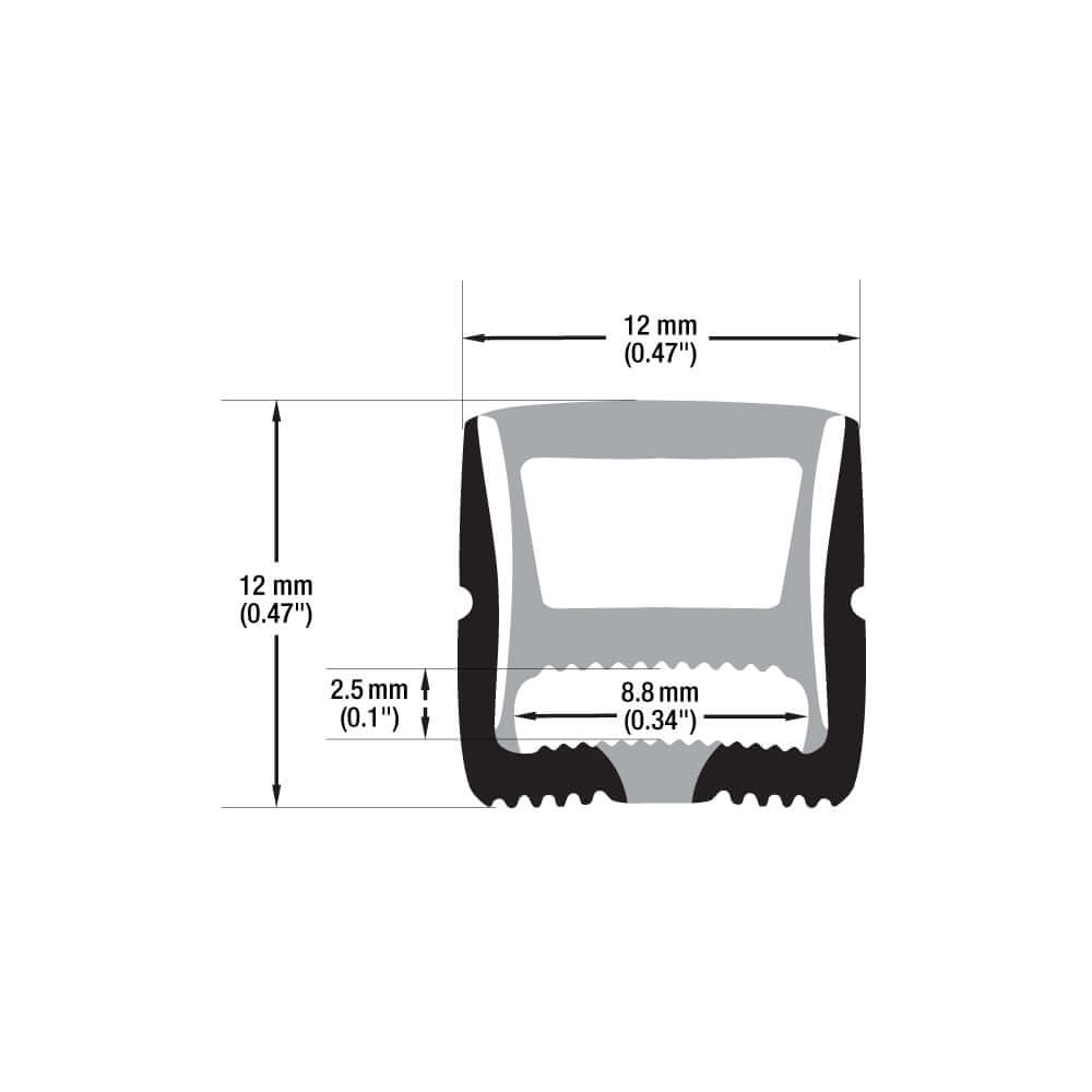 Black Silicone Flexible LED Neon channel VBD-N1212-SF-B, per foot(30.5cm) SURFACE Mount