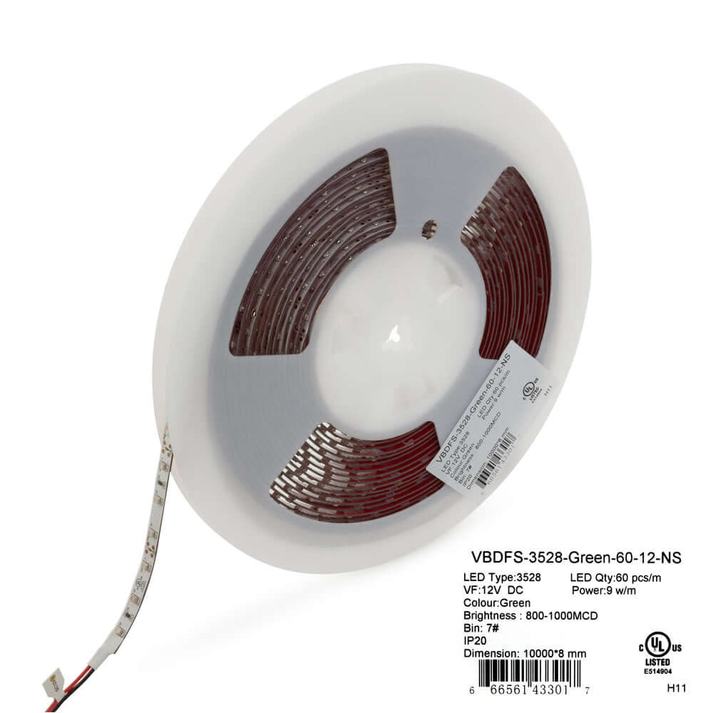 10M Indoor LED Strip Light 3528 Green - 12V 9W