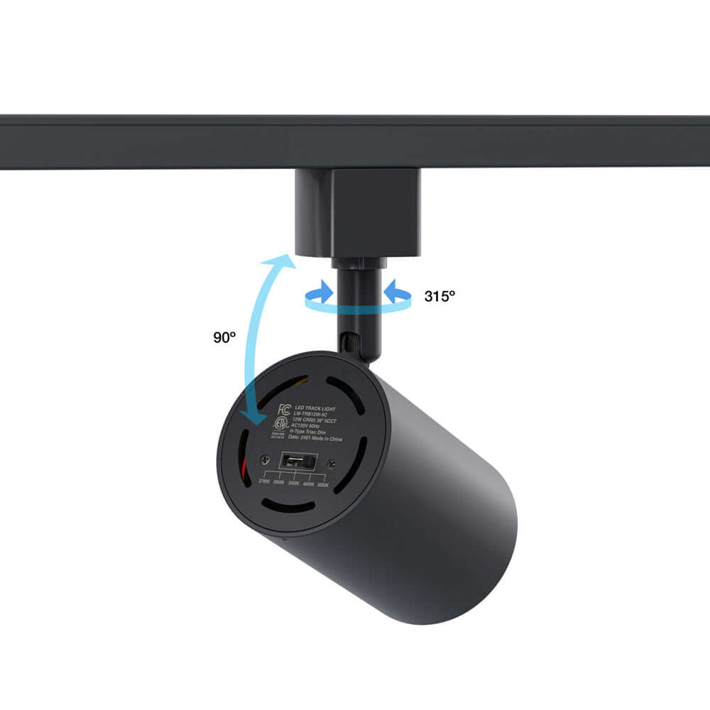 Black LED Track Light Head 12W 5CCT, 120V AC