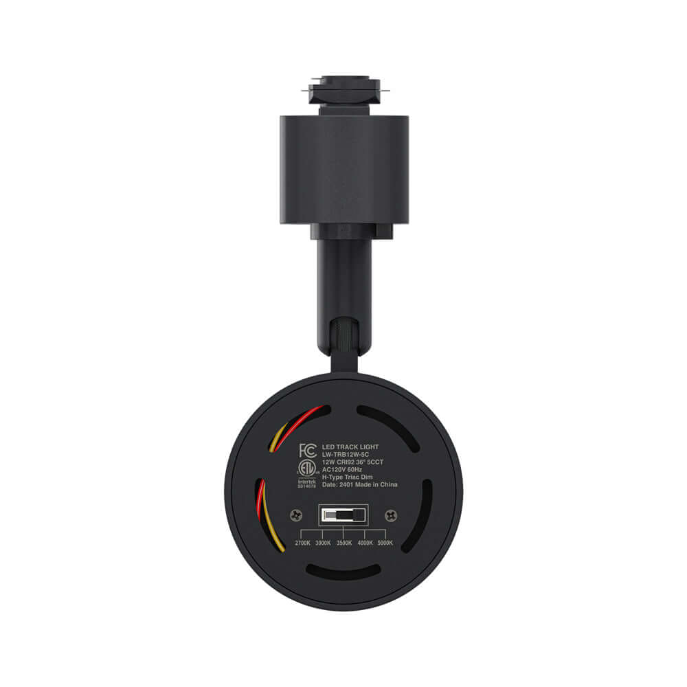 Black LED Track Light Head 12W 5CCT, 120V AC