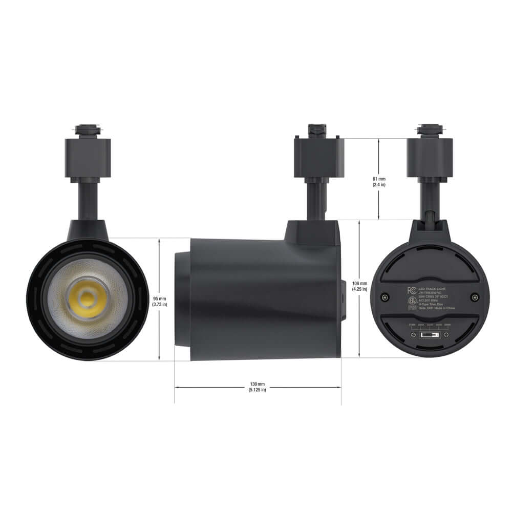Black LED Track Light VBD-LW-TRB30W-5C-B-XX 30W 120V