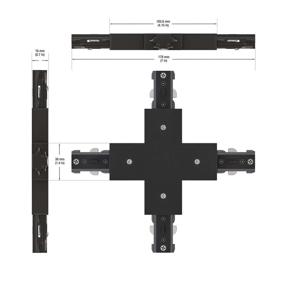Track Cross Joiner Black H-Type VBD-0337-CJB