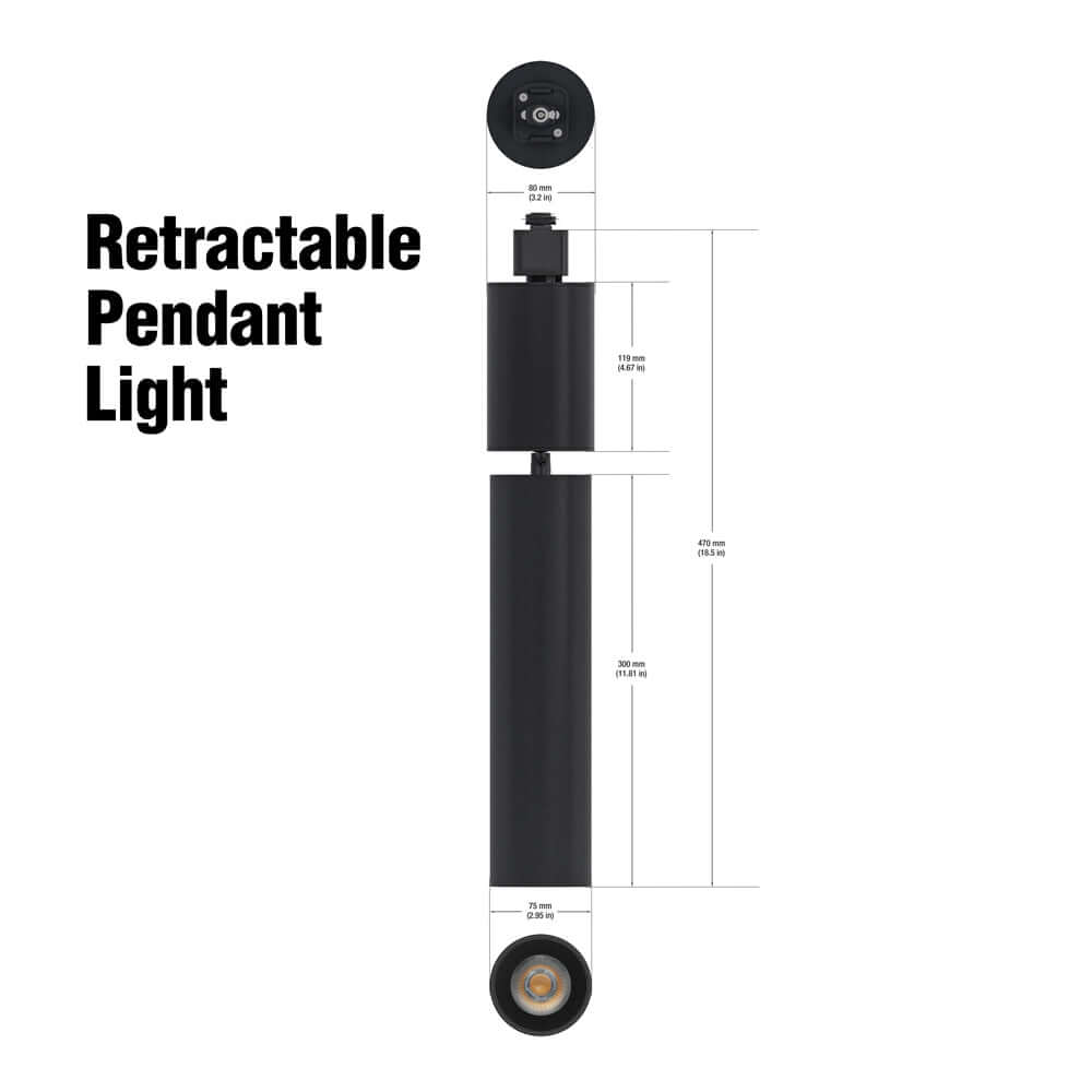 Adjustable Black Track Pendant Light - 10W Dimmable
