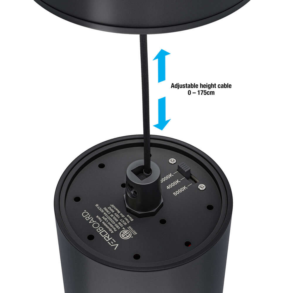 Adjustable Black Track Pendant Light - 10W Dimmable