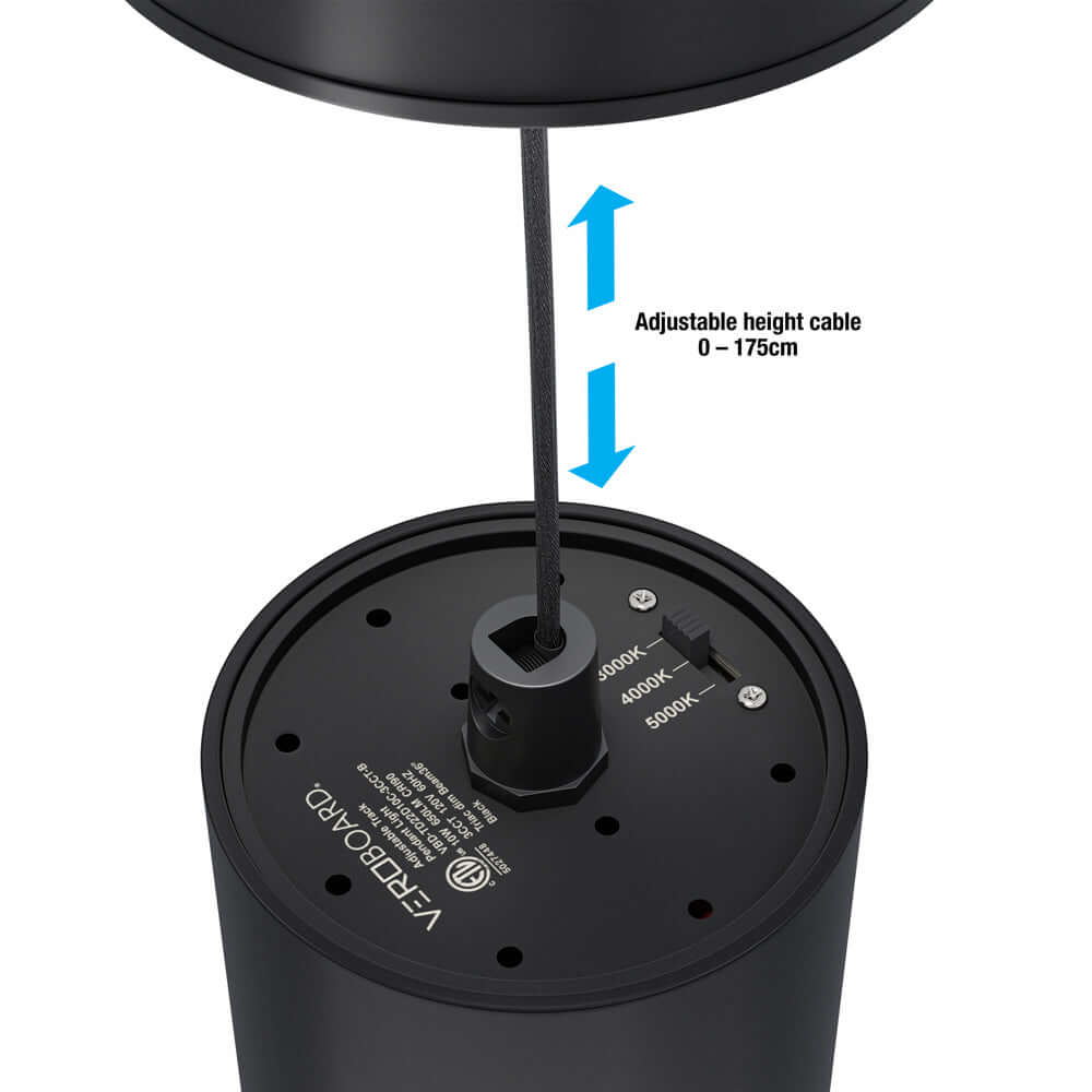 Adjustable Dimmable Black Pendant Light 10W VBD-TD22D10C-B