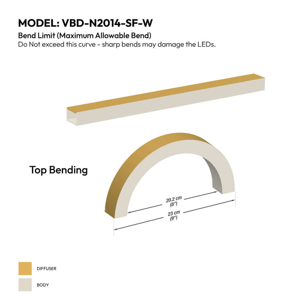 666561435400 - White Silicone Flexible LED Neon Channel VBD-N2014-SF-W