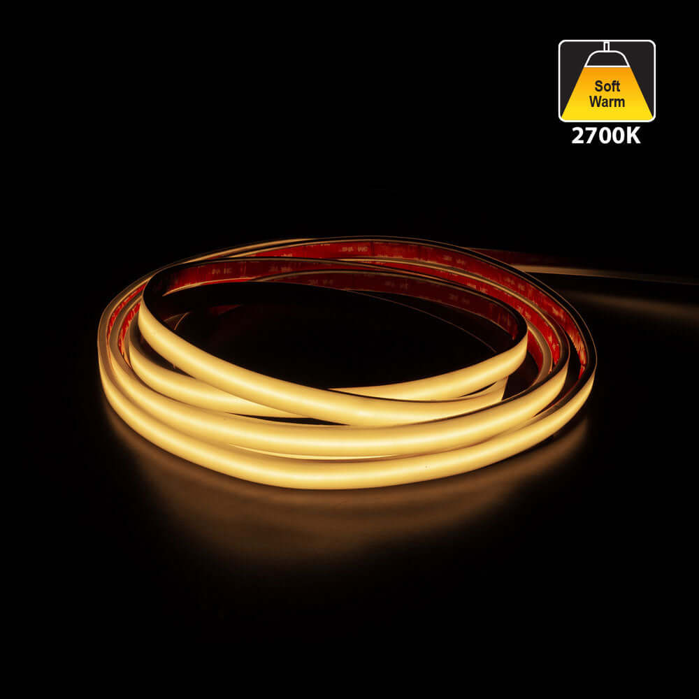 Custom cut Outdoor COB LED Strip Light, 24V 2(w/ft) 155(Lm/ft) CCT(2.7K, 3K, 3.5K, 4K, 5K) per foot, gekpower