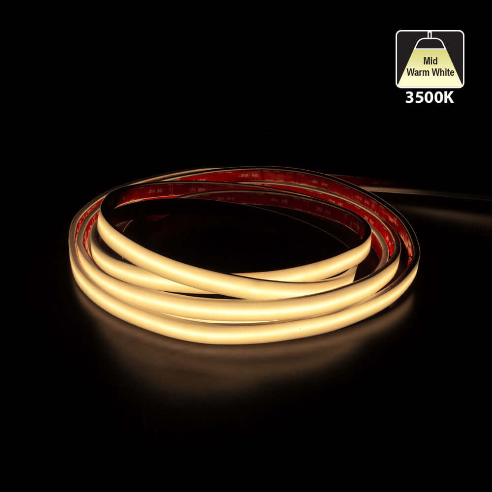 Custom cut Outdoor COB LED Strip Light, 24V 2(w/ft) 155(Lm/ft) CCT(2.7K, 3K, 3.5K, 4K, 5K) per foot, gekpower