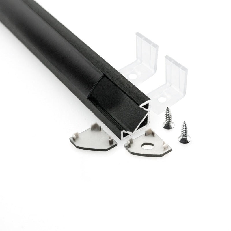 Corner Mount Aluminum LED Channel Black - 2M VBD-CH-C2B-2