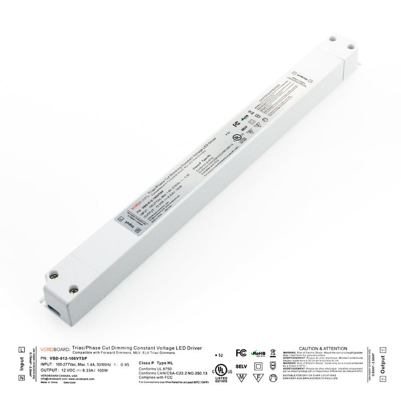 Super Slim VBD-012-100VTSP Triac Dimmable Constant Voltage LED Driver, 12V 8.33A 100W, gekpower