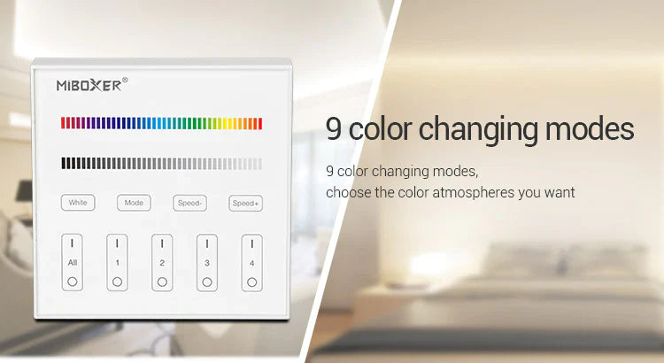 Mi-Light B3 4-Zone RGB RGBW Smart Touch Panel Remote Controller, works with FUT037, FUT038 - GekPower