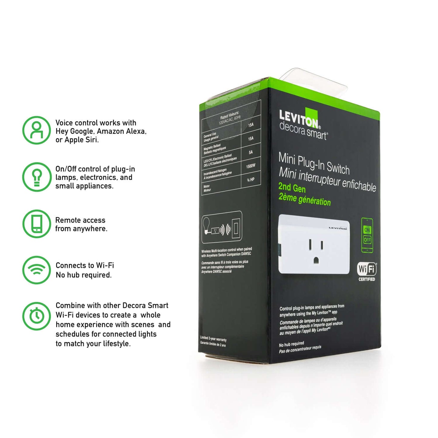 Decora Smart Wi-Fi Mini Plug-In Switch D215P