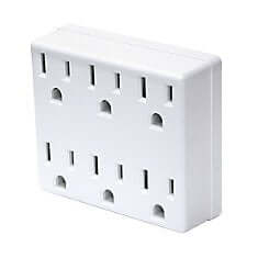 Leviton Duplex-to-Six Plug Adapter - White