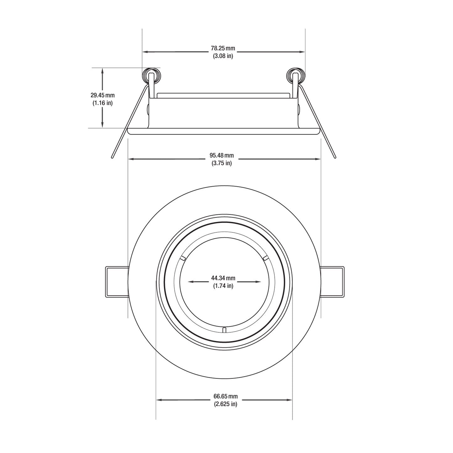 T-66 MR16 Light Fixture (White), 3 inch Recessed Adjustable Gimbal Trim - GekPower