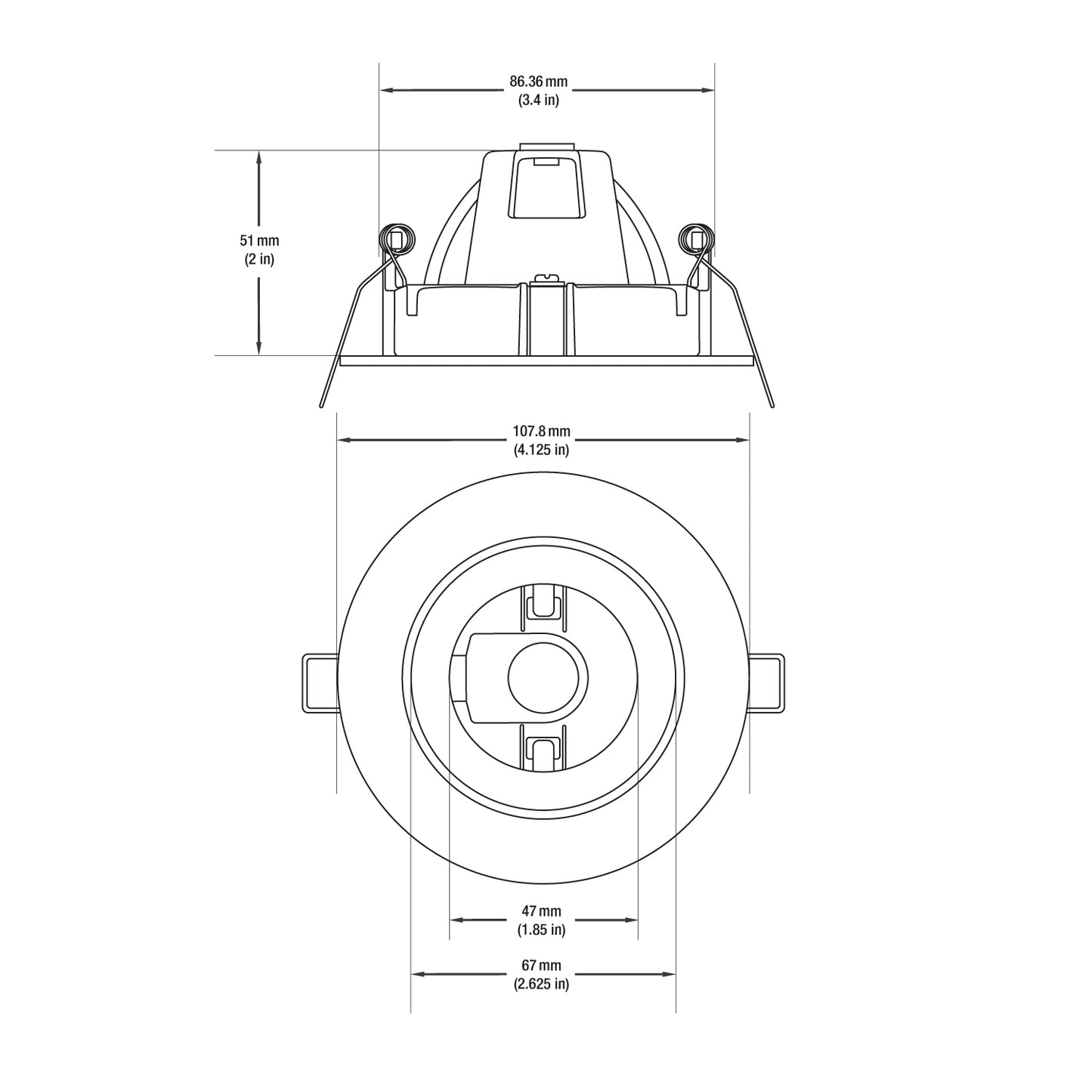 T-55 MR16 Light Fixture (White), 3.5 inch Round Recessed Adjustable Eyeball Trim - GekPower