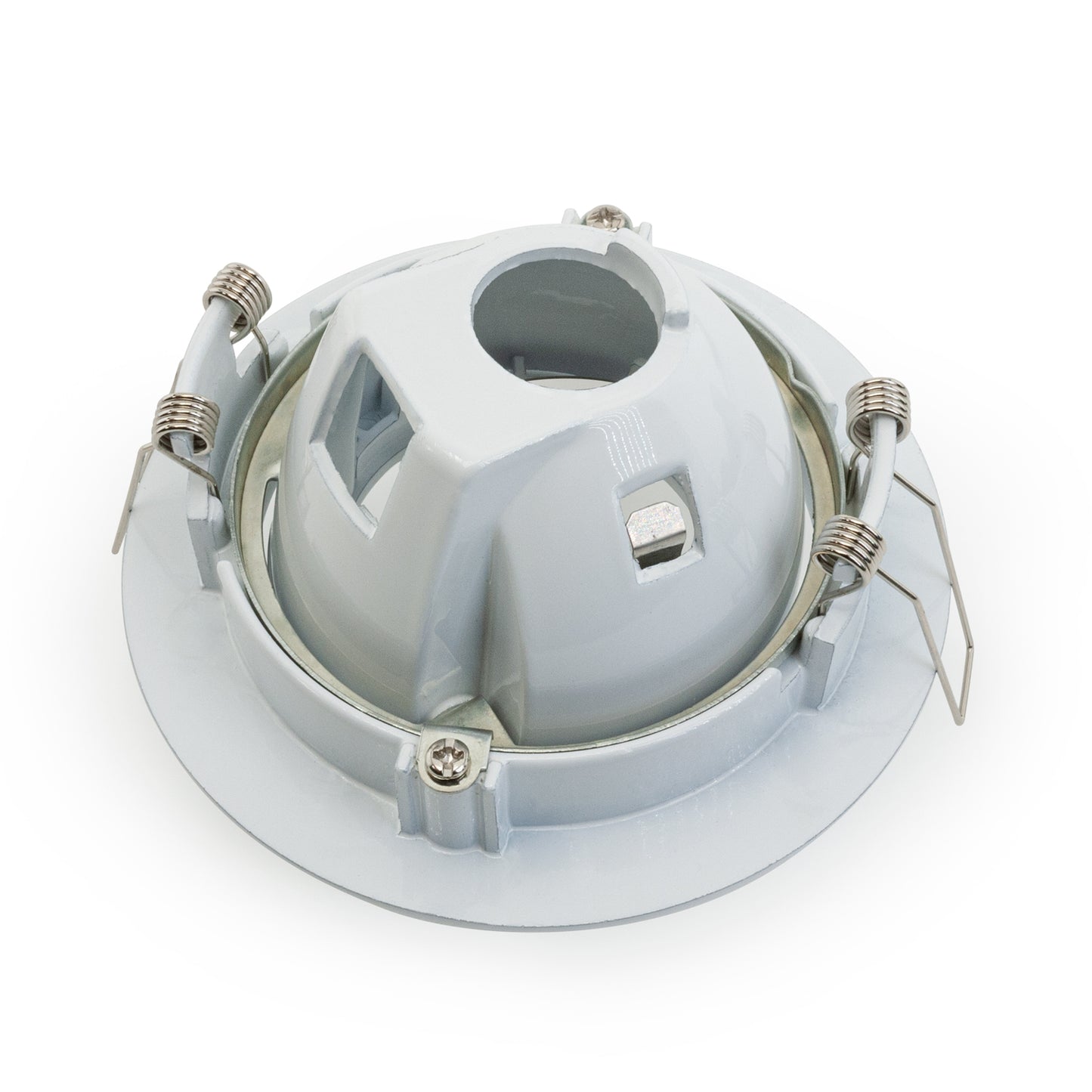 T-55 MR16 Light Fixture (White), 3.5 inch Round Recessed Adjustable Eyeball Trim - GekPower