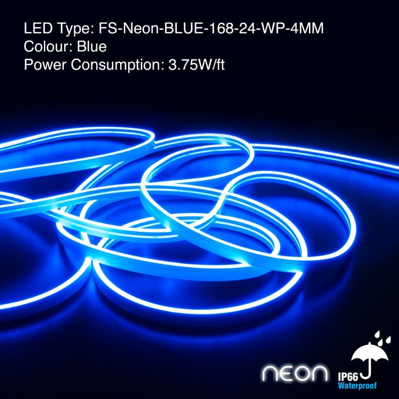 5M(16.4ft) LED Neon light Strip 3.75w/ft 24V Blue