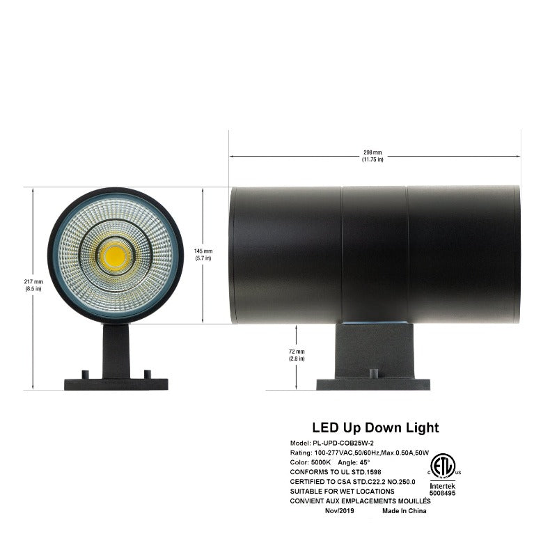 PL-UPD-COB25W-2 LED Wall Light Up Down