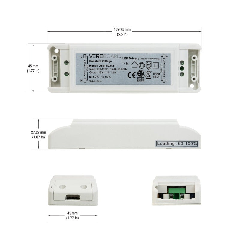 OTM-TDJ12 Triac Dimmable Constant Voltage LED Driver,12V 1.0A 12W, gekpower