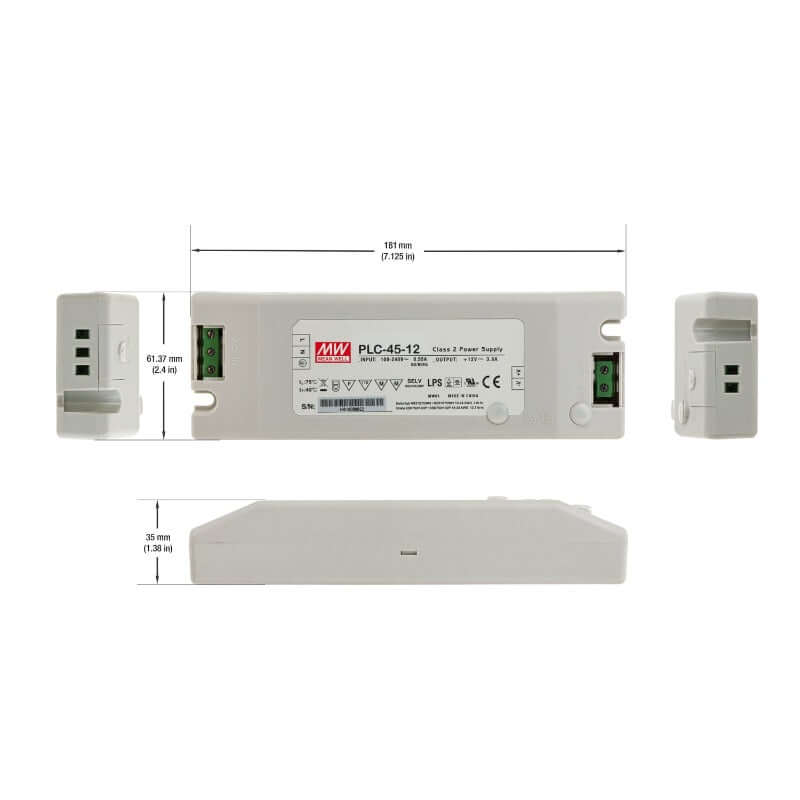 Mean Well PLC-45-12 LED Driver - 45W Waterproof Power Supply