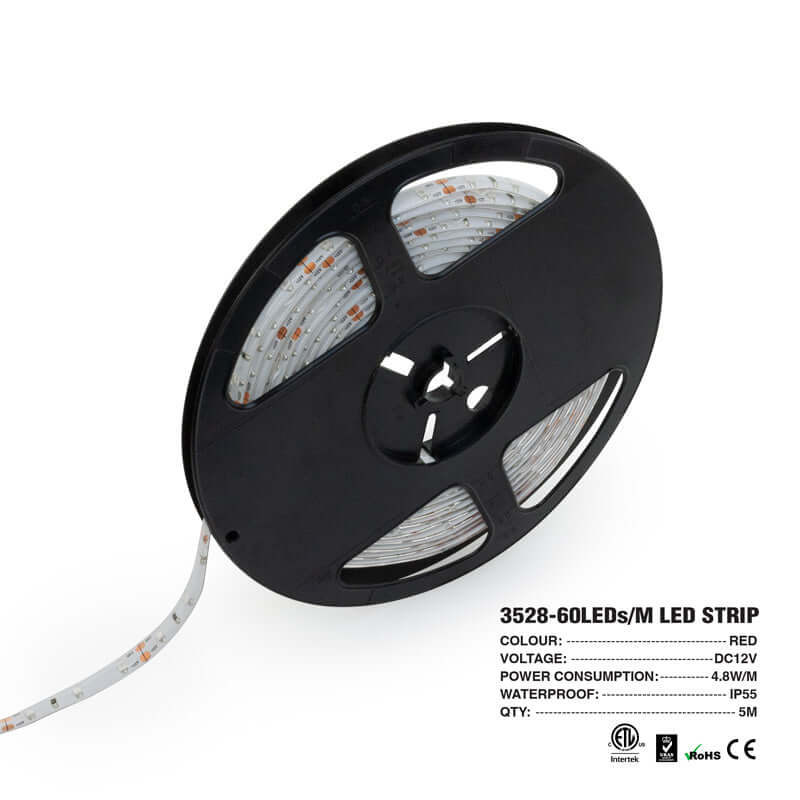 5M Crystal Outdoor LED Strip Light 3528 Red 12V