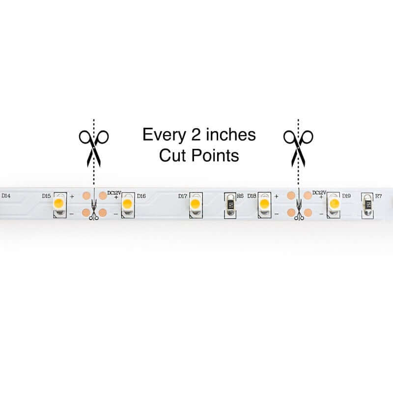 10M(32.8ft) Indoor LED Strip 3528, 12V 1.5(w/ft) 126-144(Lm/ft) 60(LEDs/m) CCT(2.7K, 6K) - GekPower