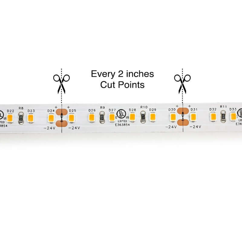 5M(16.4ft) Indoor LED Strip 2835, 24V 9(w/ft) 720-750(Lm/ft) 120(LEDs/m) CCT(2.7K, 6K) - GekPower