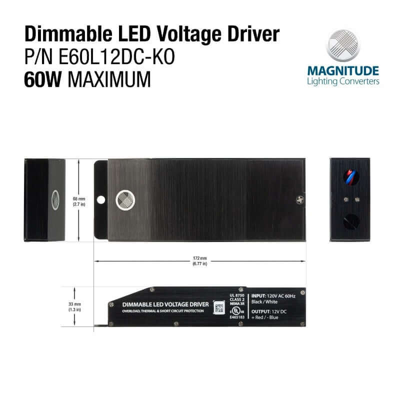 Magnitude E60L12DC-KO Dimmable LED Driver 12V 60W