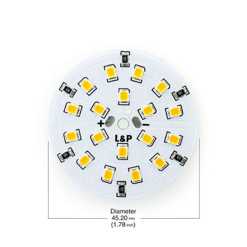 666561411077 - 12V Flat Round PCB LED Module 2W Warm White - 18 SMD
