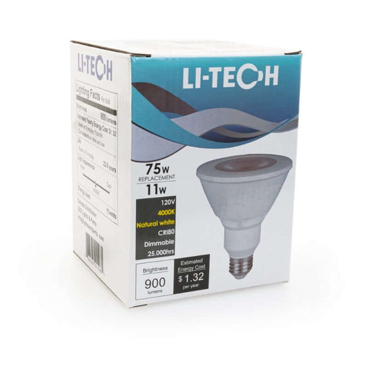 Li-Tech PAR30 LED Bulb - 11W Equivalent 75W 4000K
