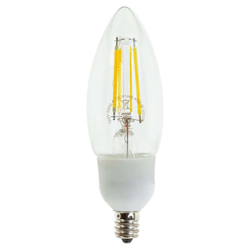 Li-Tech B11 LED Filament Bulb E12 Base, 120V 4.5W 5000K(Daylight) - GekPower