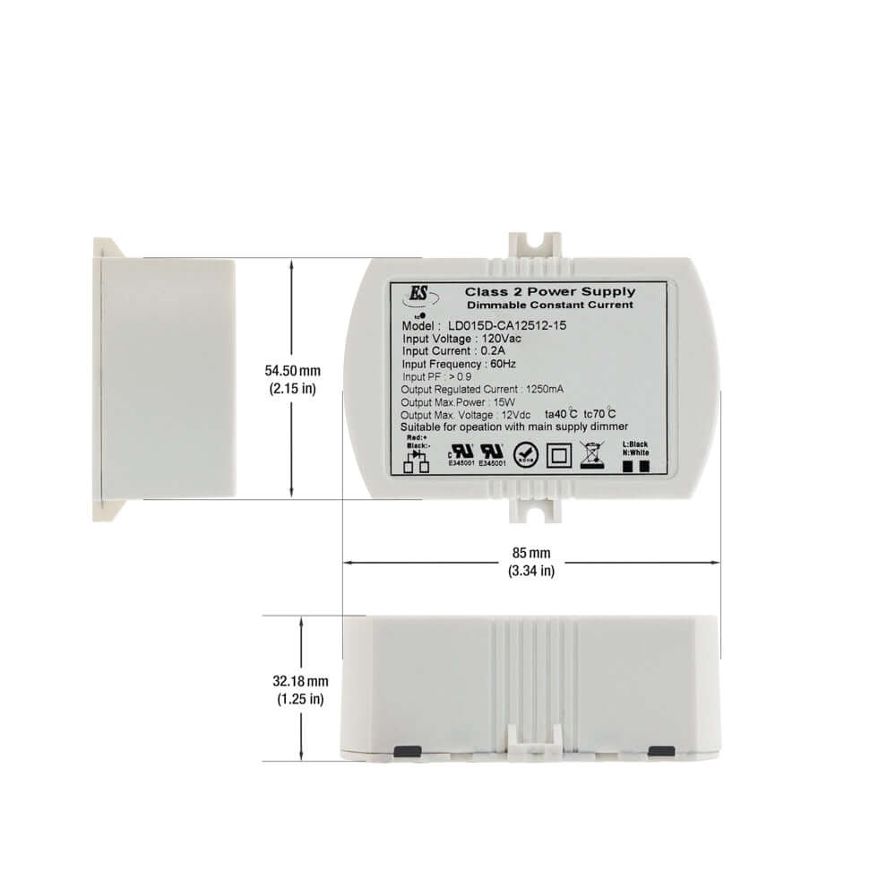 666561412180 - ES LD015D-CA12512-15 LED Driver 1250mA 12V 15W
