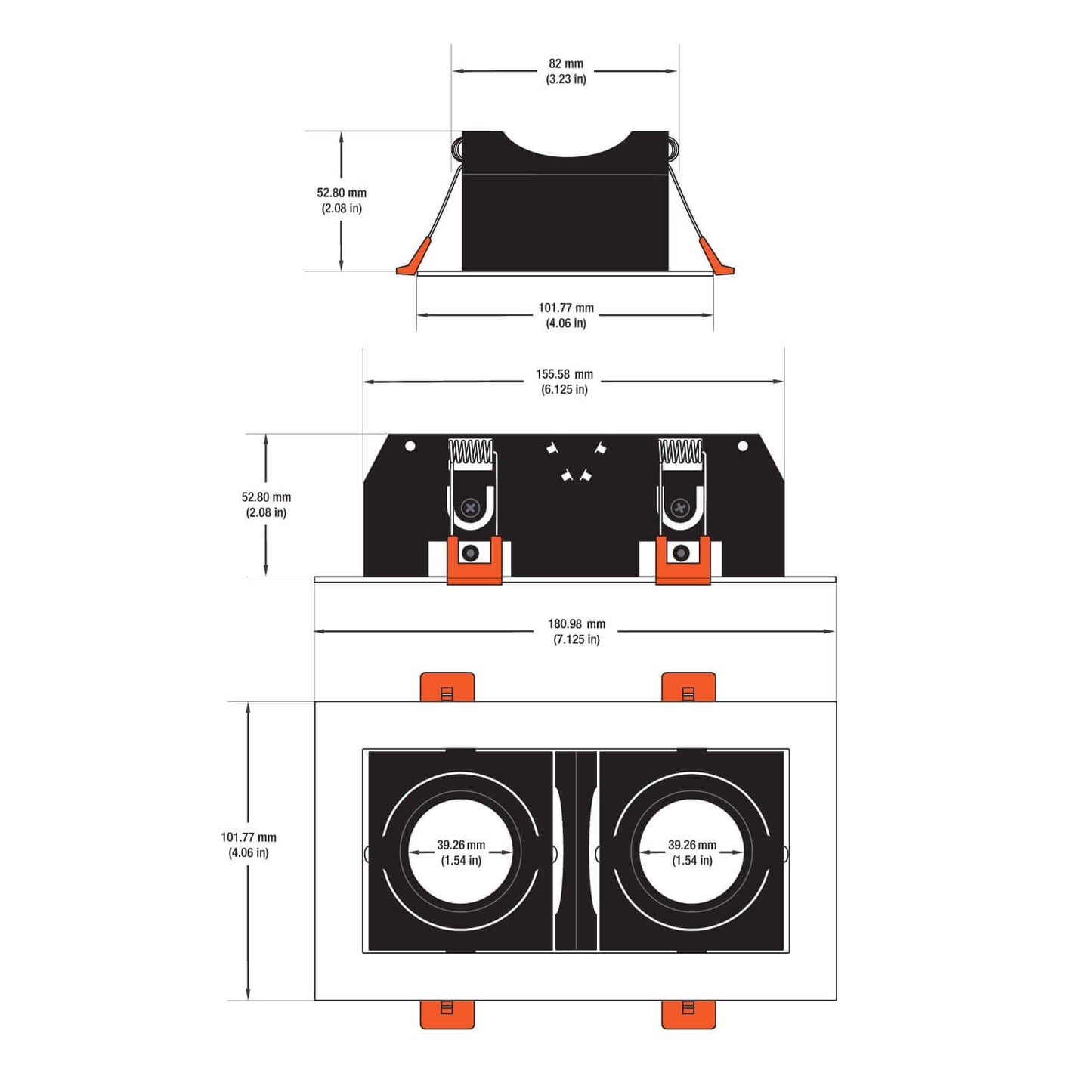 VBD-MTR-74T Low Voltage LED Downlight 6" Rectangular