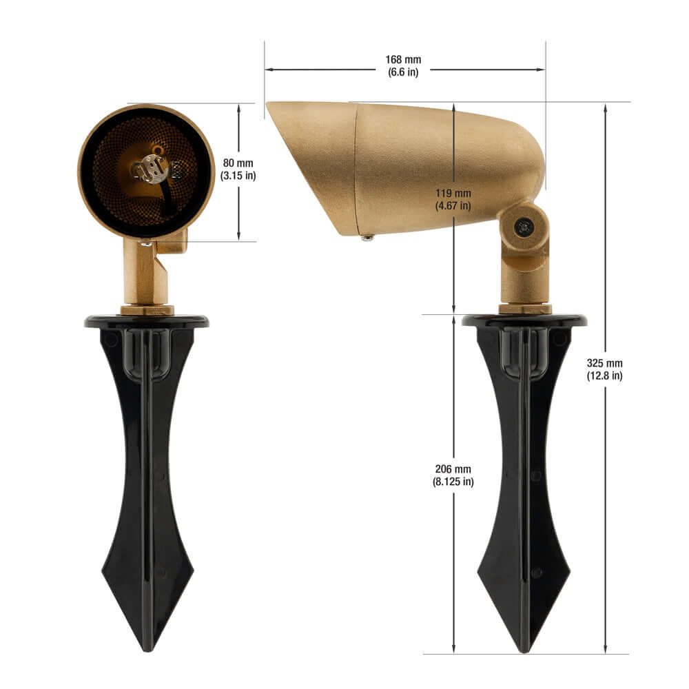Brass Outdoor Landscape Spotlight - 12V 5W Small