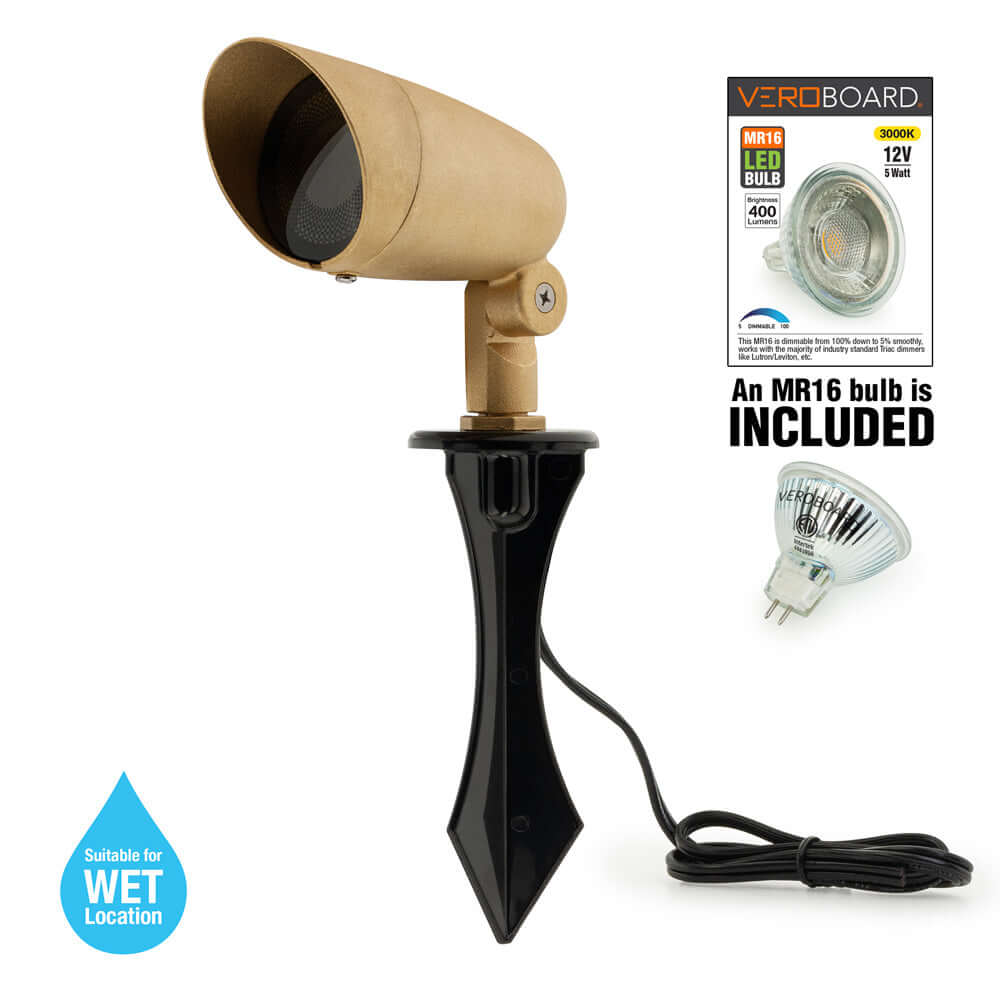 Brass Outdoor Landscape Spotlight - 12V 5W Small