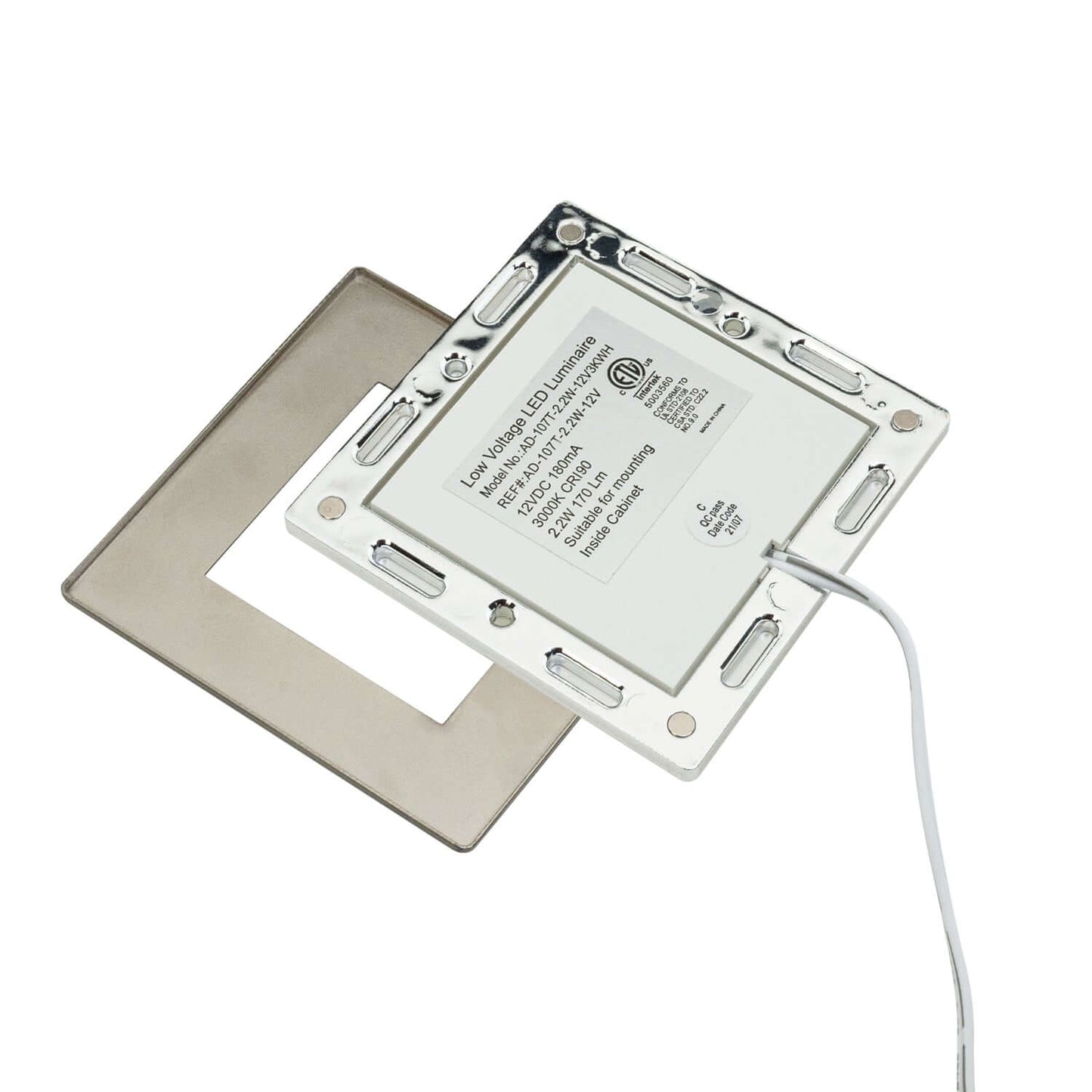 AD-107T 2.2W 12V Square Cabinet Lights - Brushed Nickel