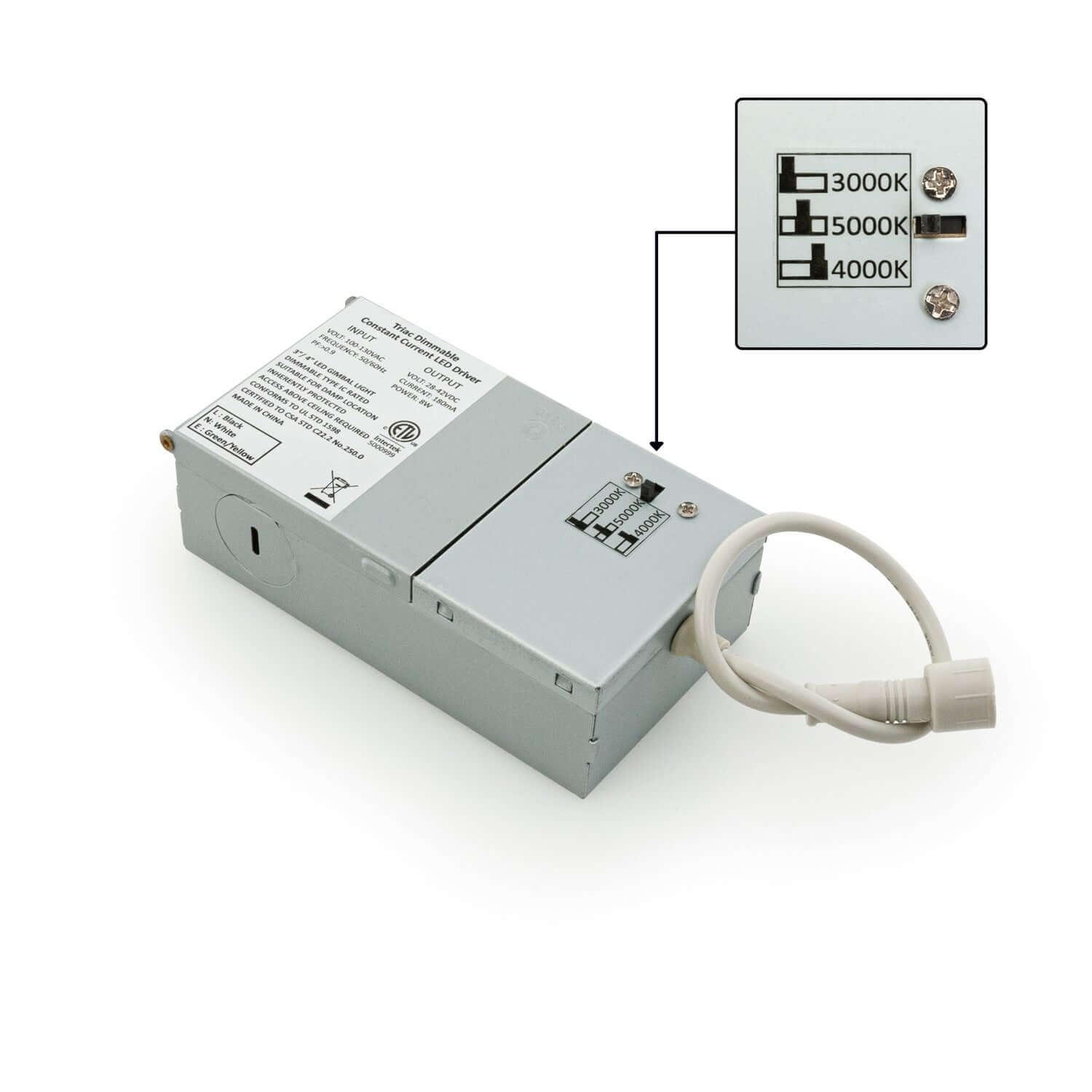 GL34 3 Inch Dimmable LED Downlight - 3CCT 8W