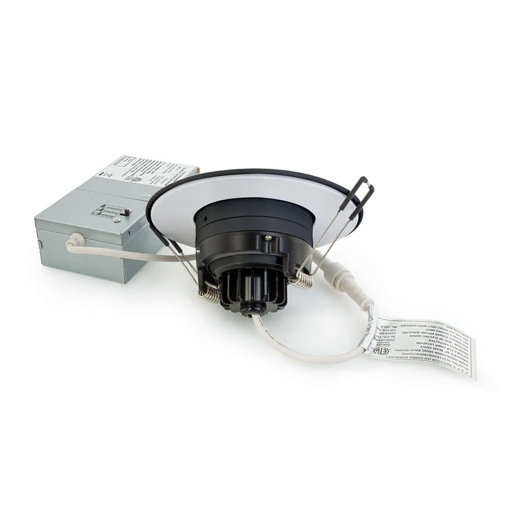 4 inch Round Recessed Ceiling Light Gimbal with Selectable Color Temperature (3CCT) 120V 8W Black, gekpower