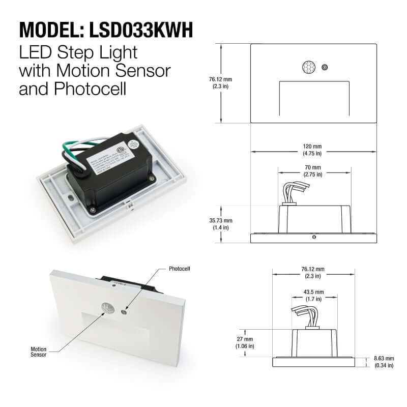 LSD033KWH LED Step & Pathway Light with Motion Sensor