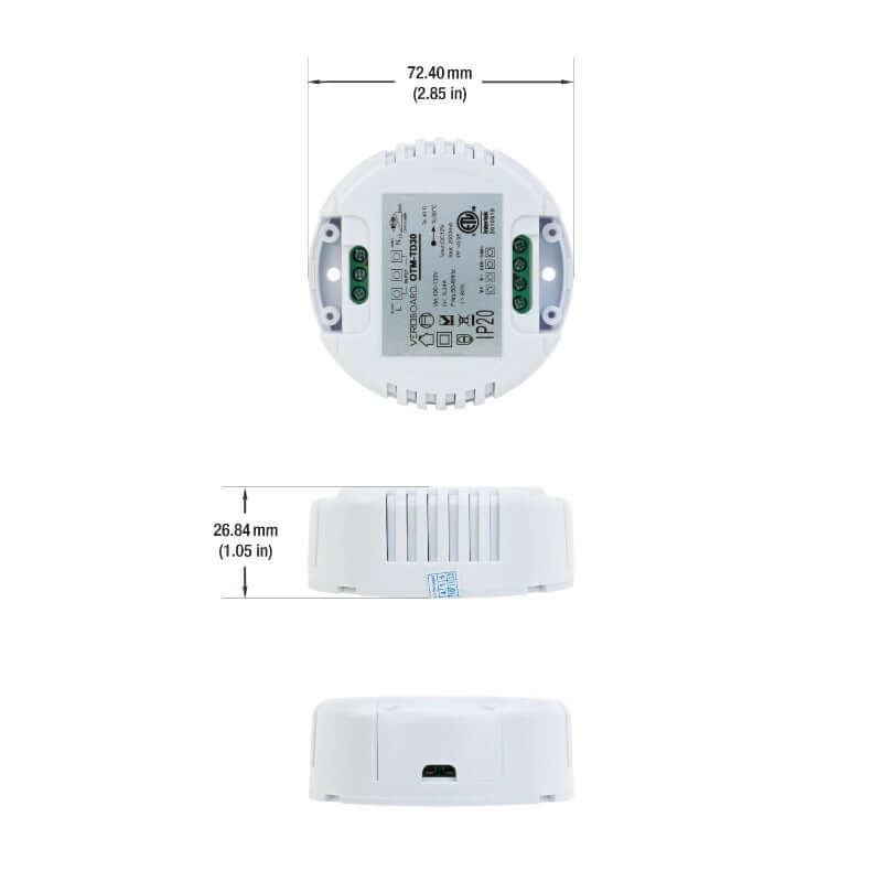 OTM-TD30 0-10V Dimmable LED Driver 12V 24W