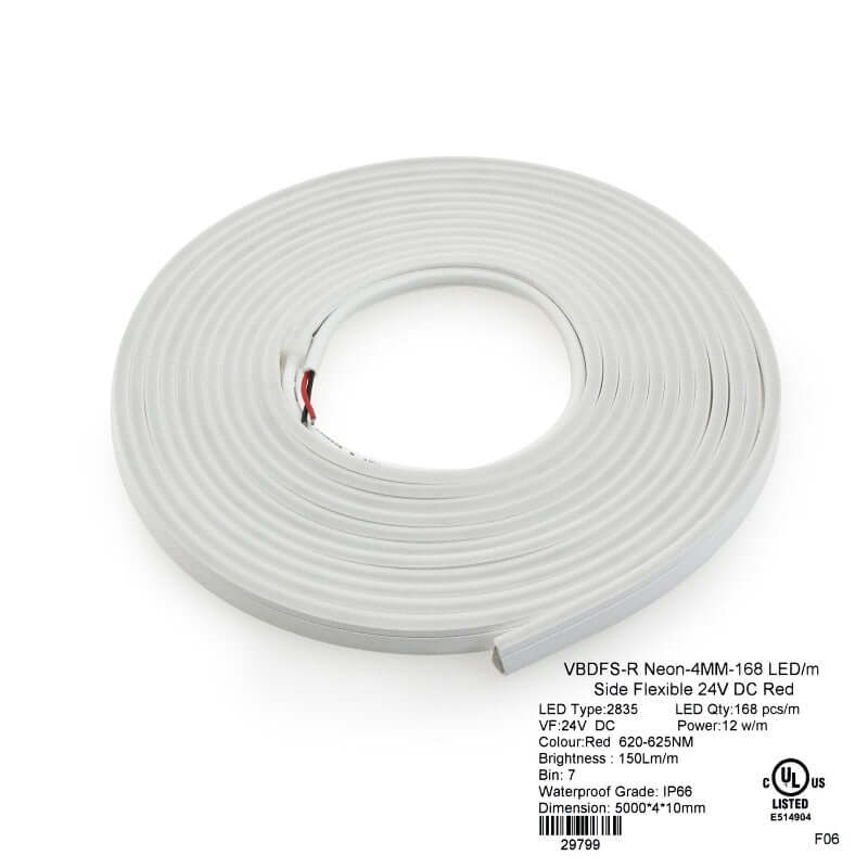 5M LED Neon Light Strip - Red, Dimmable, IP66