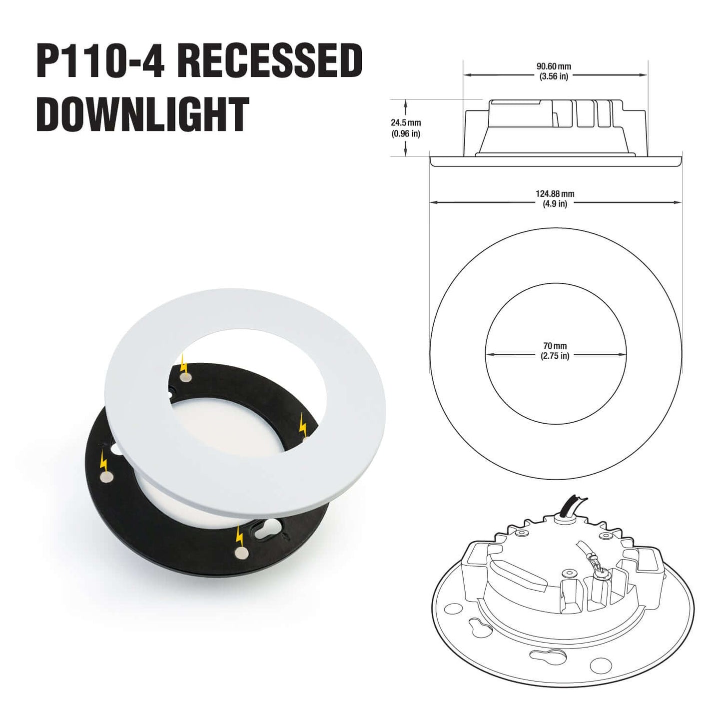 666561425647 - 4" Round Recessed LED Downlight P110-4 | 3000K Warm White
