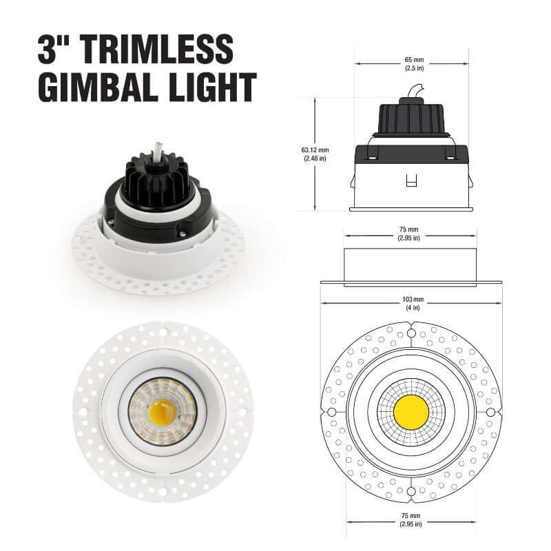 Dimmable 3" Round LED Gimbal Downlight - 8W, 120V