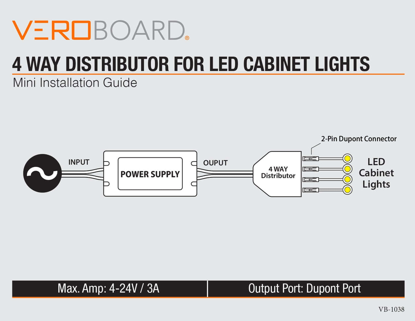 TYP LED4 4Way 2-Pin DuPont Distributor Box for LED Lights