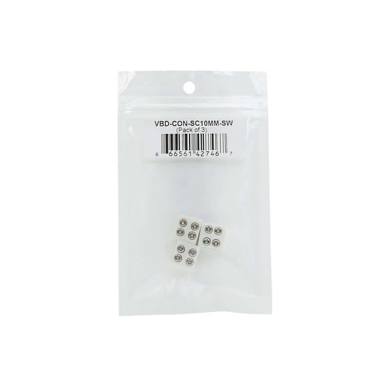 10mm LED Strip to Wire Screw Connectors, VBD-SCON-10MM-SW (Pack of 3)